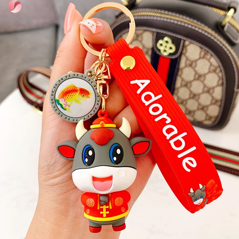 [HCM]Móc Khóa Đeo Túi Trang Trí Hình Chú Trâu 3D May Mắn Dễ Thương - kireicos