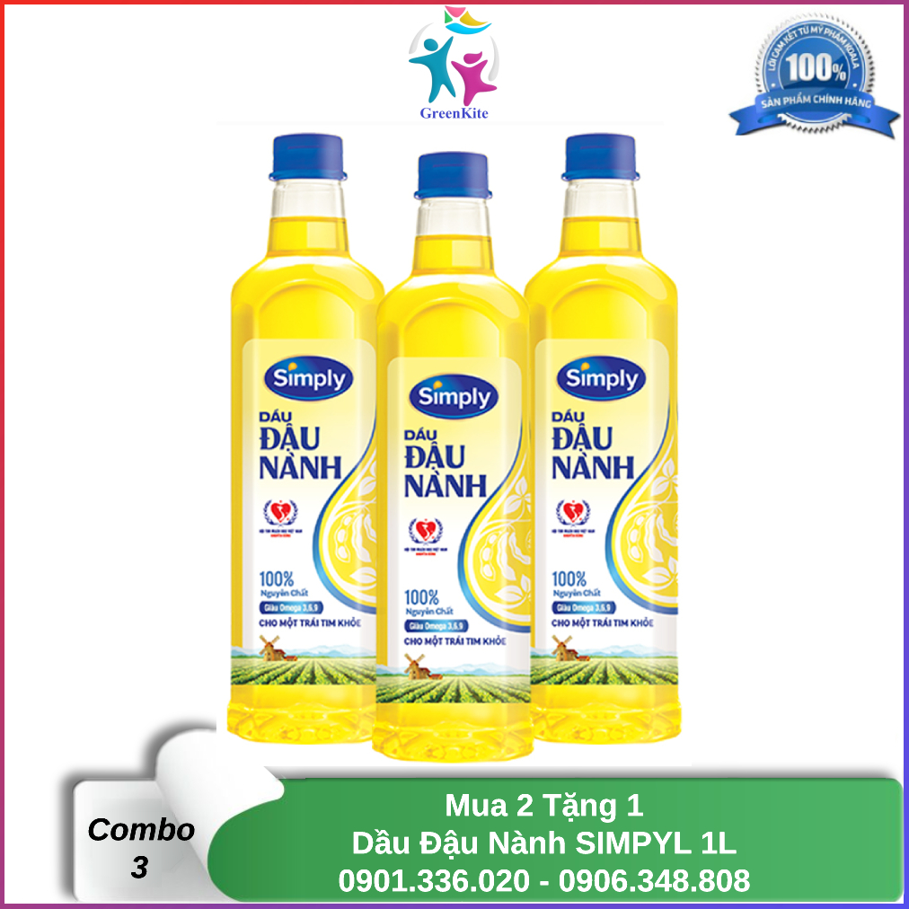 Combo 3 Chai Dầu Đậu Nành Simply 1L