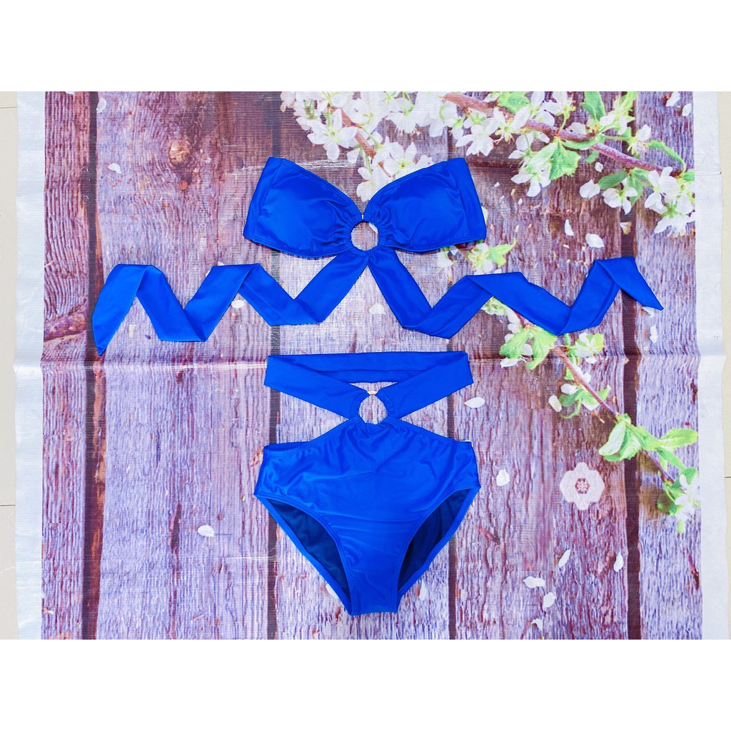 [HCM]Bikini Đồ Bơi Hai Mảnh Secxy Khoen Xanh Coban Oderi KG455