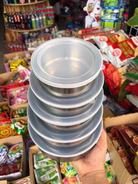 Bộ 5 Bát INOX Đựng Thực Phẩm Có Nắp Đậy