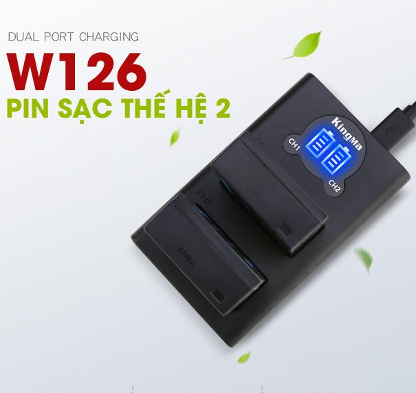 Bộ 2 pin sạc Fujifilm NP-W126 v2 KingMa [Thế Hệ 2]