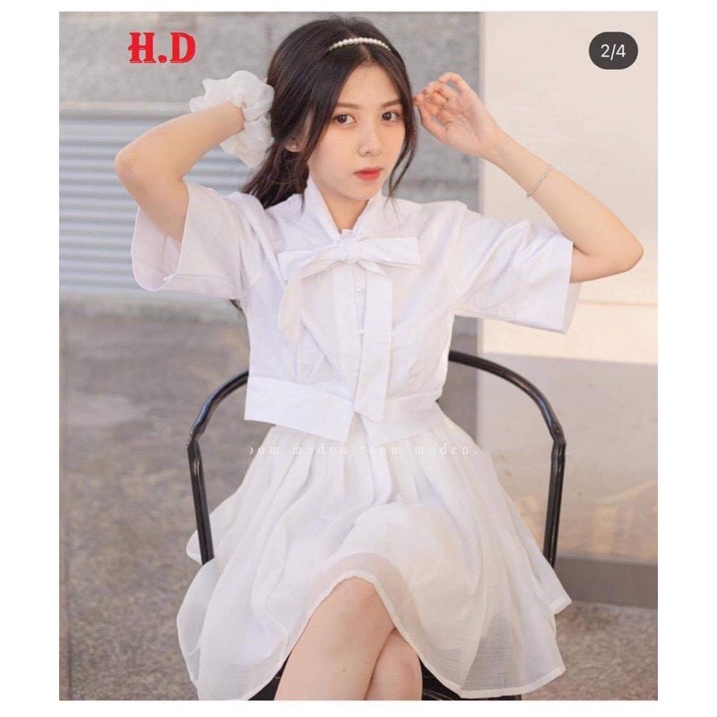 SÉT VÁY CROPTOP BUỘC NƠ ĐH12
