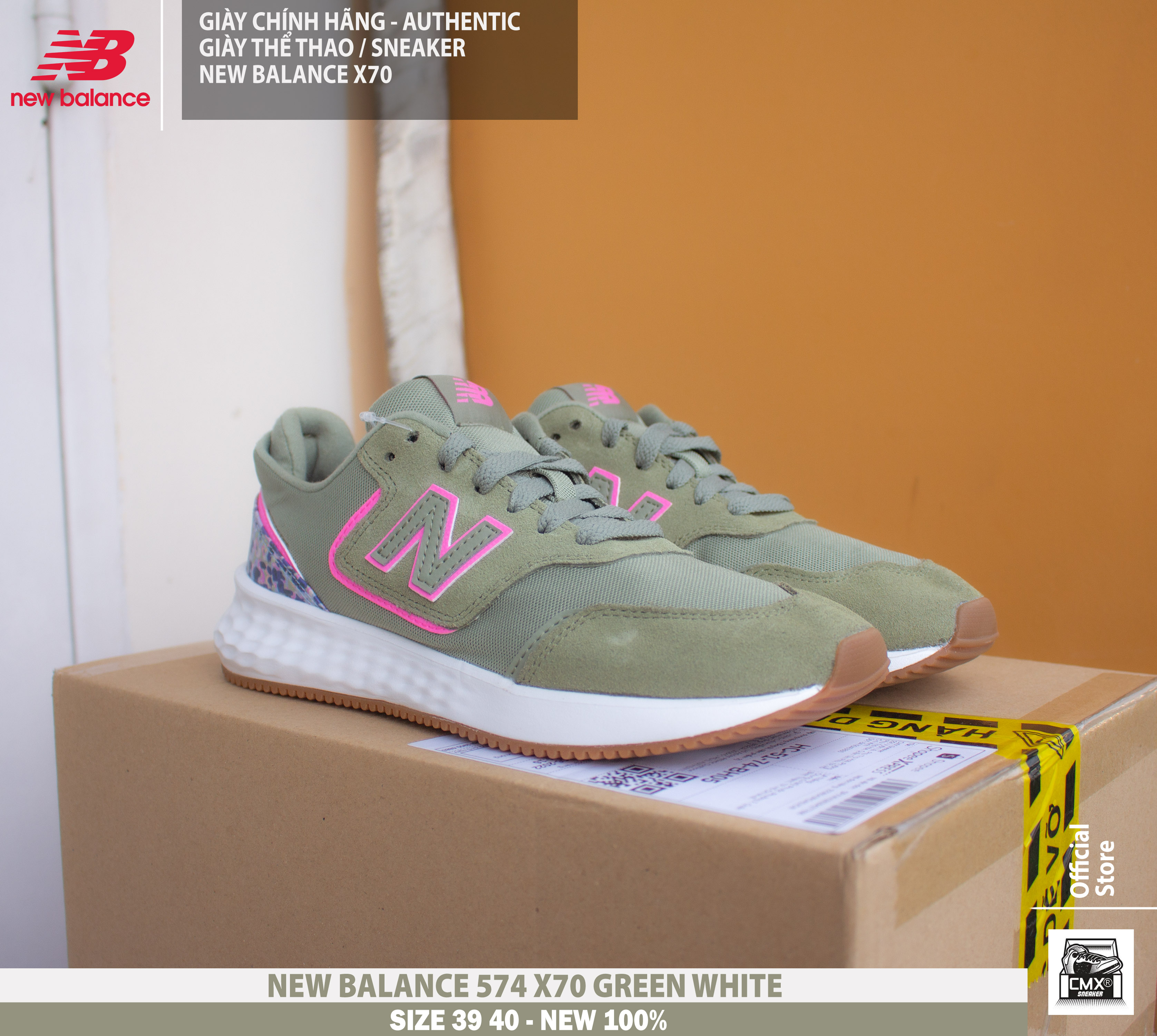 😘 [ HÀNG CHÍNH HÃNG ] Giày New Balance X70 GREEN WHITE RUNNING ( WSX70OF1 ) - AUTHENTIC 100%