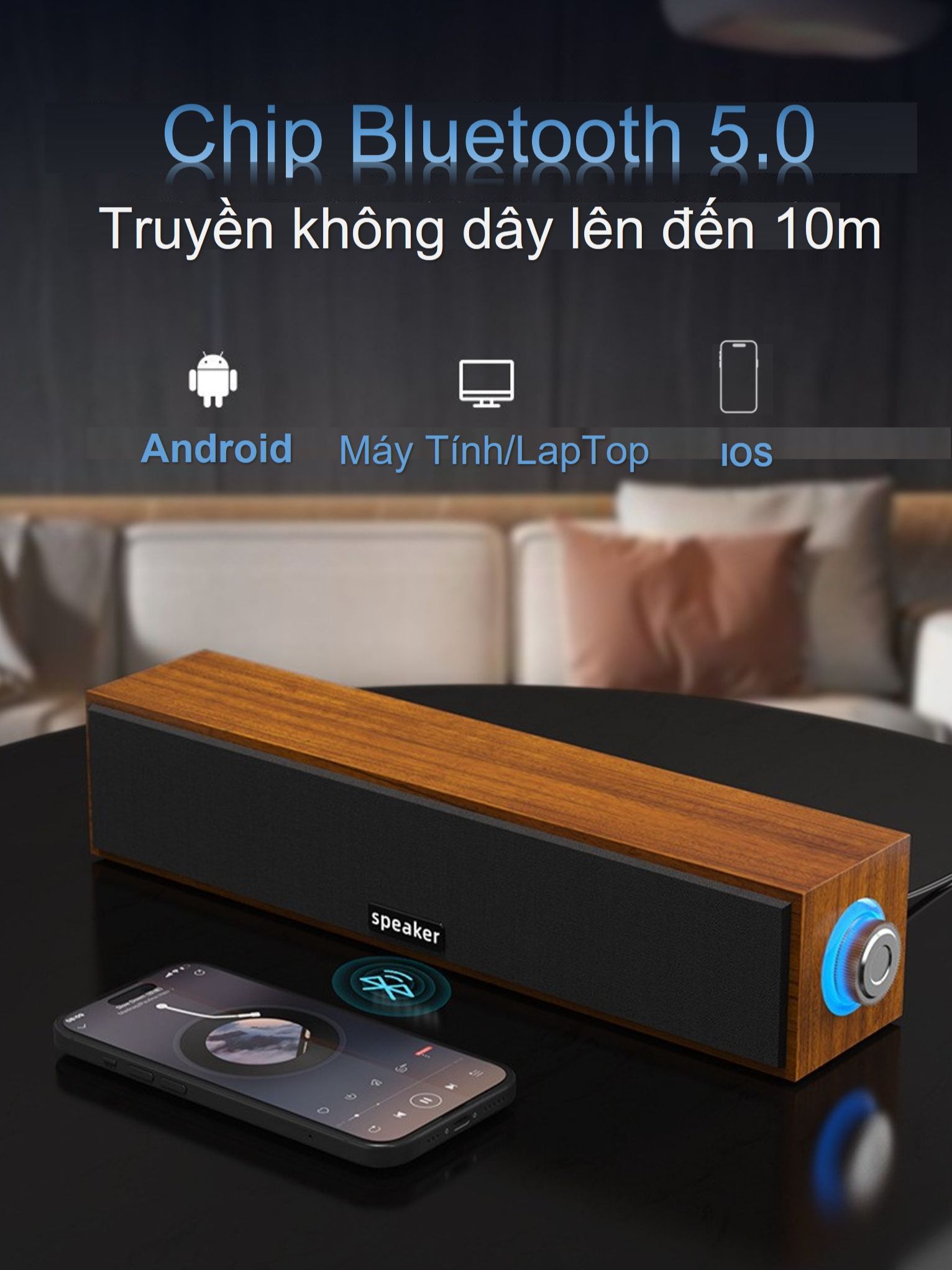 Loa vi tính loa gỗ công suất lớn dùng cho pc, laptop, đt,.. speaker e-1090