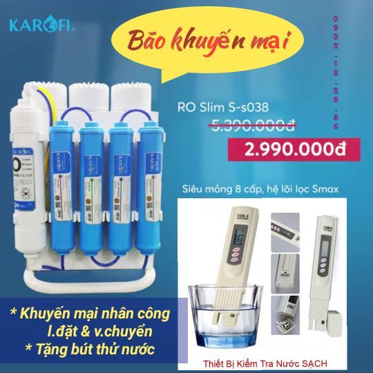 MÁY LỌC NƯỚC KAROFI SLIM S-S038