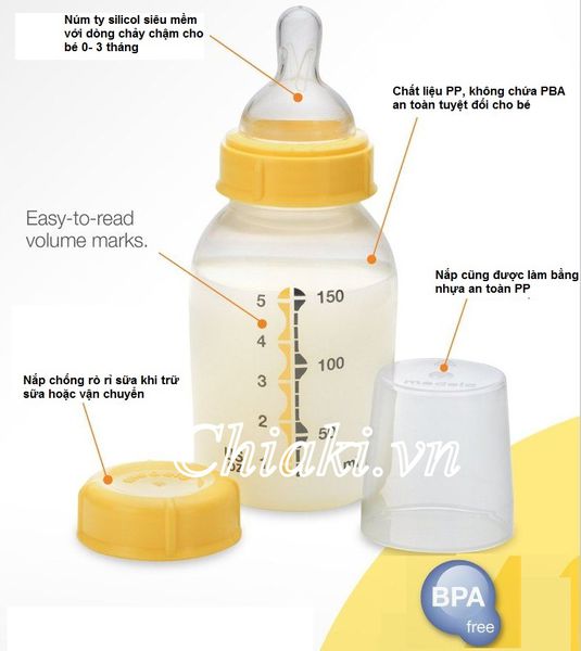 Bình sữa Medela 150ml (nhựa PP BPA Free)