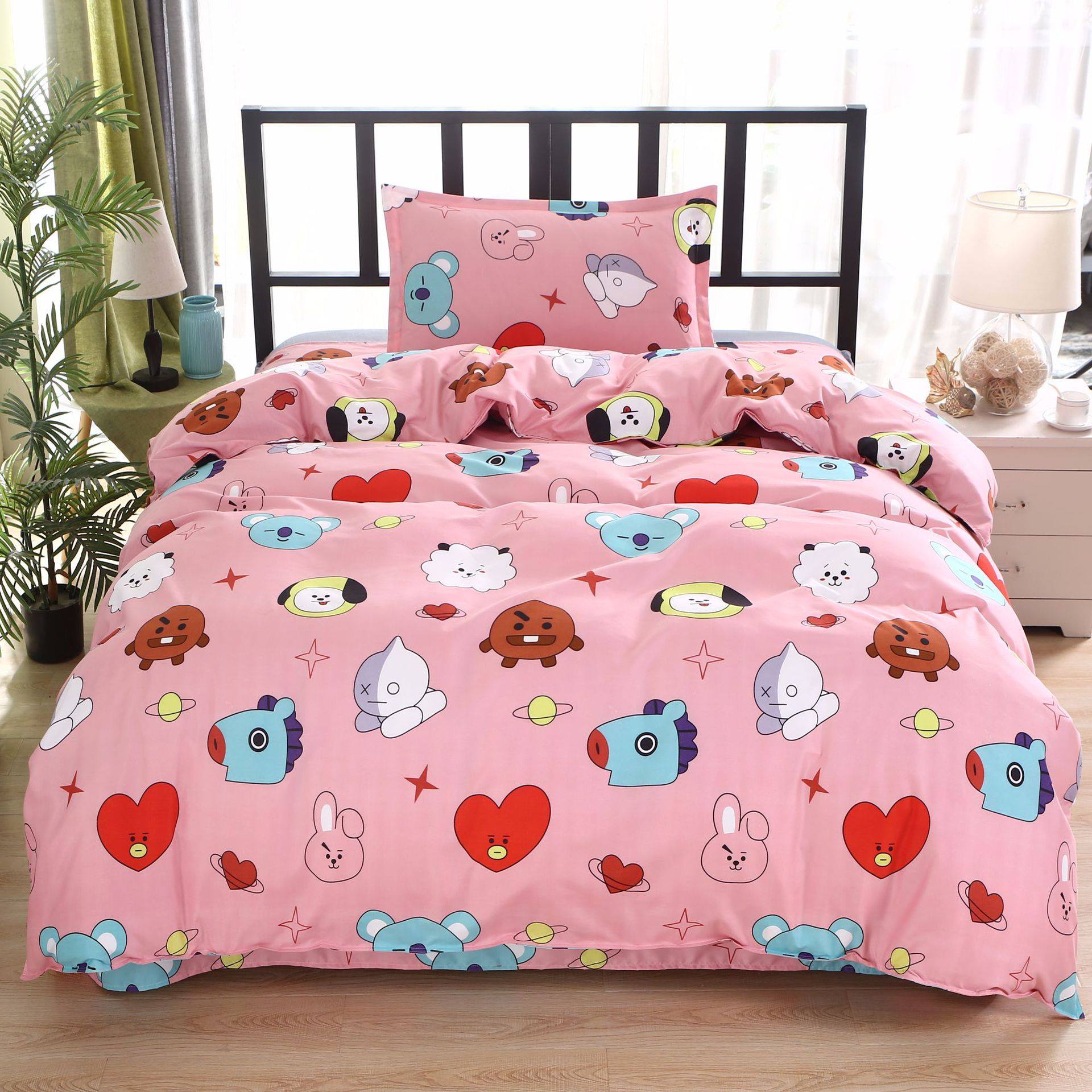 bộ vỏ chăn ga gối BT21 mùa hè