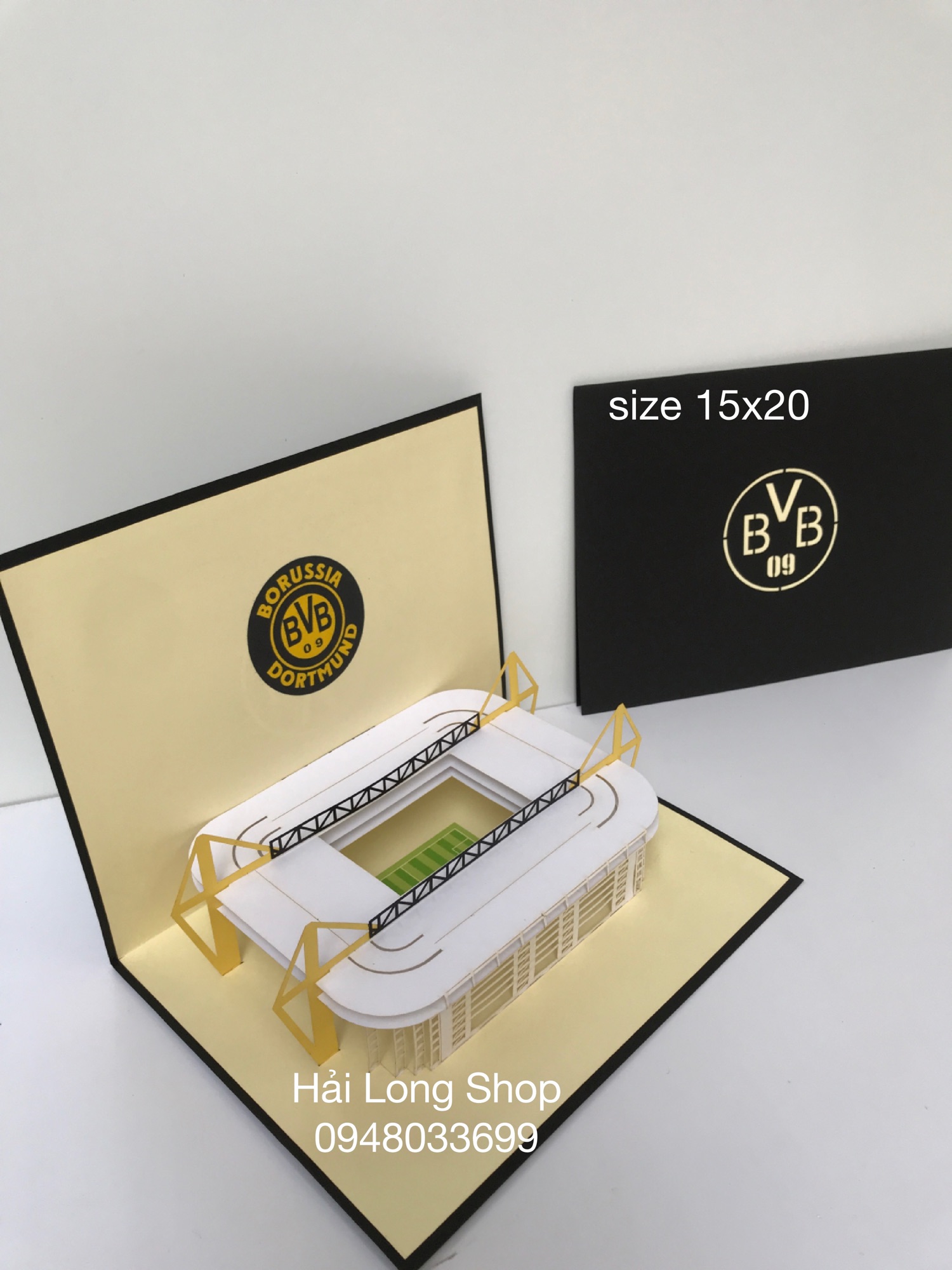 Sân Bóng BVB 09 - Stadium  - Thiệp 3D ( mở 90 độ )