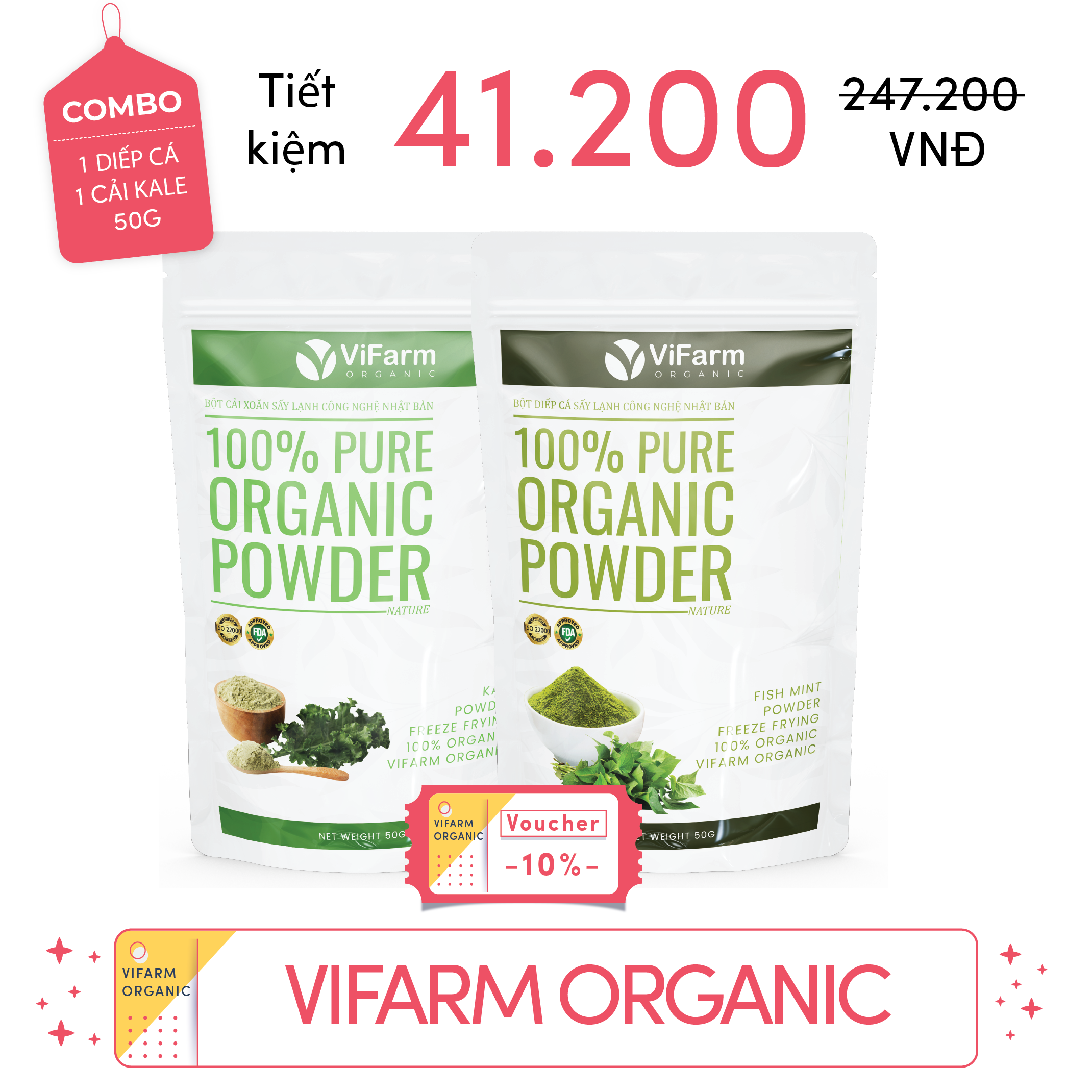 Bột Diếp Cá Nguyên Chất ViFarm 50g