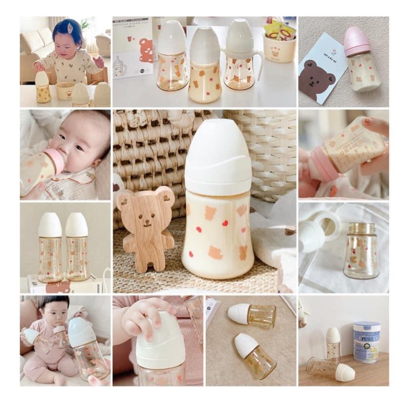 [Qùa tặng] BÌNH SỮA Grosmimi NỘI ĐỊA HÀN QUỐC HỌA TIẾT MẶT GẤU ĐEN, GẤU TIM ĐỎ; CHẤT LIỆU NHỰA PPSU CAO CẤP, DUNG TÍCH SIZE 200ML - 300ML, NÚM TY OU:WISH SIÊU MỀM CHẢY SIÊU NHANH; BONBEN SHOP CAM KẾT HÀNG CHÍNH HÃNG