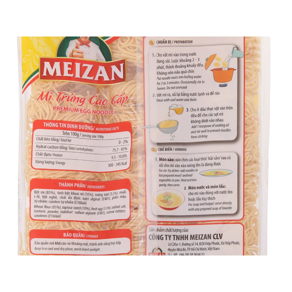 Mì trứng cao cấp Meizan 500g