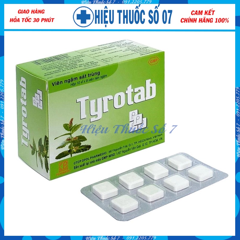 Viên ngậm sát trùng họng Tyrotab
