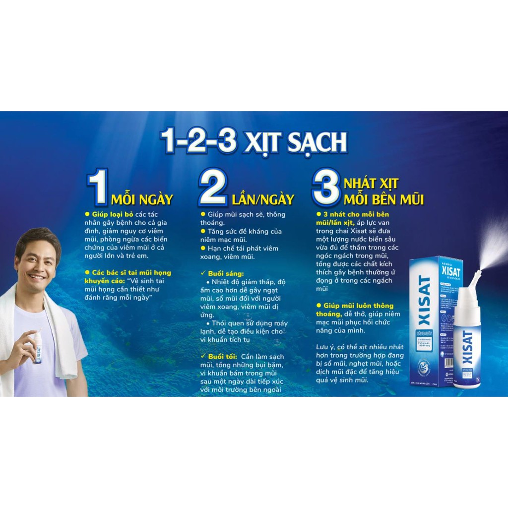 Nước biển sâu XISAT - Xịt sạch thông mũi (Lọ 75ml)