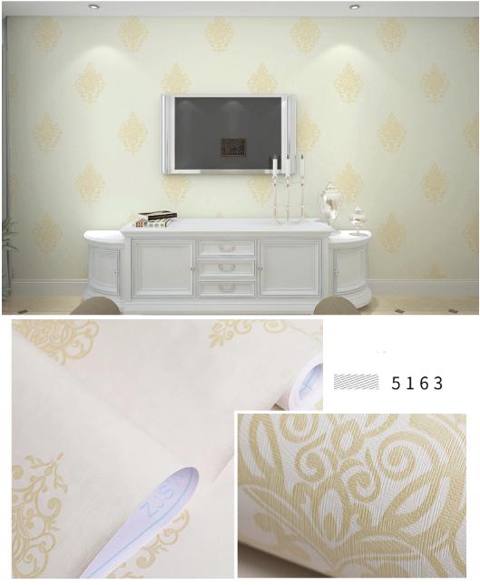 CUỘN 10m DECAL GIẤY DÁN TƯỜNG HOA VĂN MÀU VÀNG GDT_5162