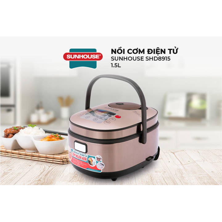 Nồi Cơm Điện Tử Ủ Ấm 3 Chiều Chính Hãng Sunhouse 1.5L SUNHOUSE MAMA SHD8915 - Công suất 860W - 8 chức năng nấu tự động - Hợp kim nhôm phủ chống... - Hình ảnh 5