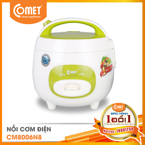 [Nhập LZDEL51 giảm 10% tối đa 200k cho đơn 99k] Nồi cơm điện nắp gài 0.8L COMET CM8006N8 - Tặng kèm muỗng xới cơm ly đong - Lòng nồi chống dính - Bảo hành chính hãng