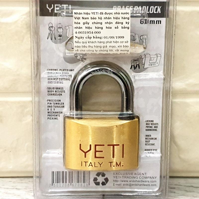Ổ Khóa Đồng Thau YETI 6cm Logo đỏ ( made in Italy )