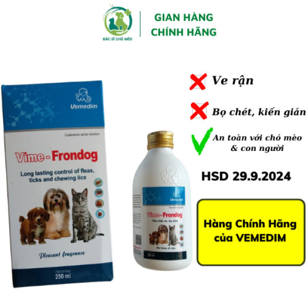Vime Frondog- Chai Xịt Ve Rận Bọ Chét Chó Mèo 250ml