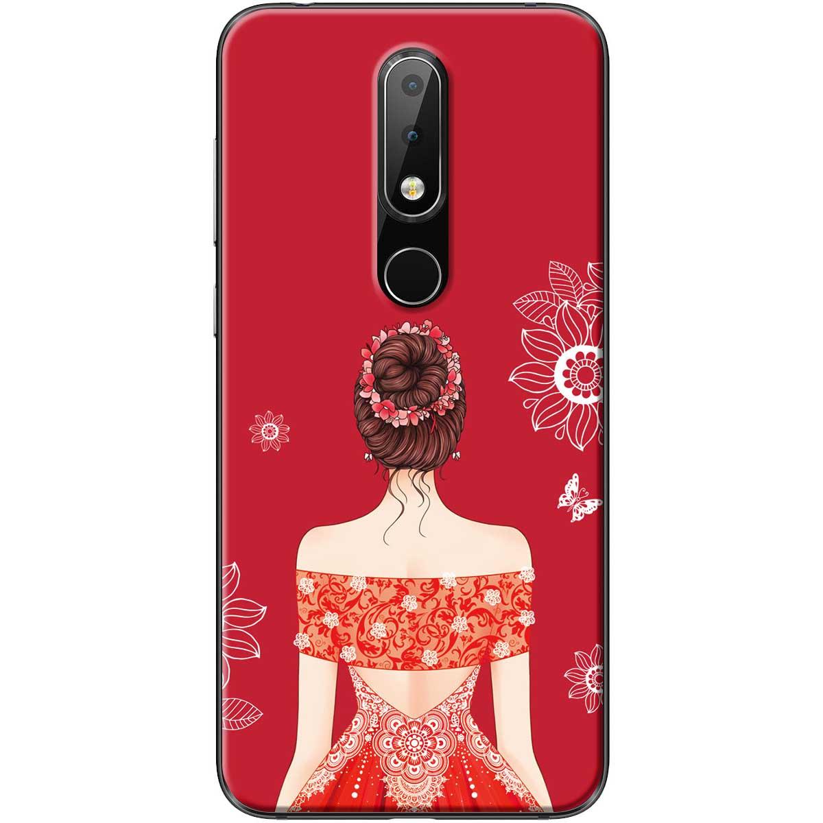 Ốp lưng Nokia 6.1 Plus Cô gái váy đỏ áo xẻ vai