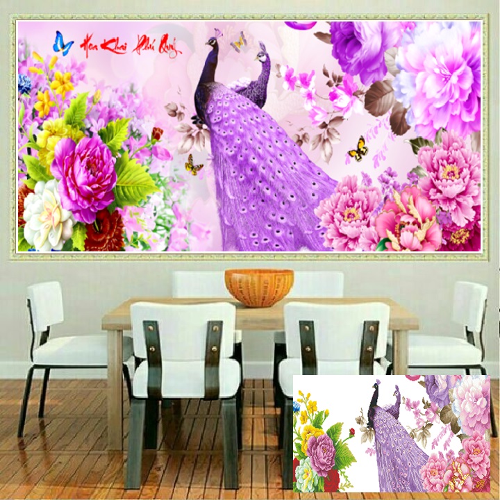 Tranh đính đá mẫu mới Phu Thê Viên Mãn-KT: 110X50