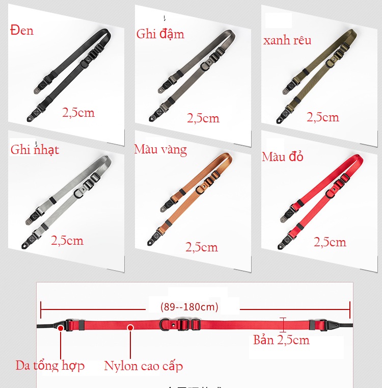 [HCM]  Dây đeo máy ảnh shetu OneStep.(Bản 25cm)