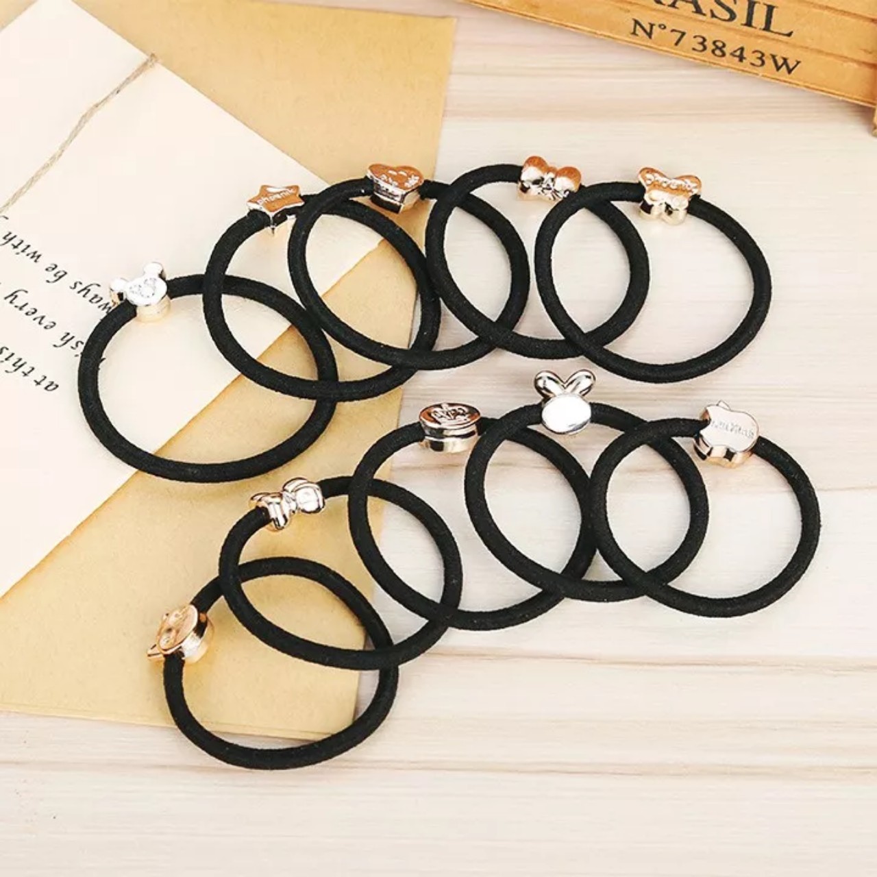 Thun cột tóc, chun buộc tóc dây màu đen - 01 THUN