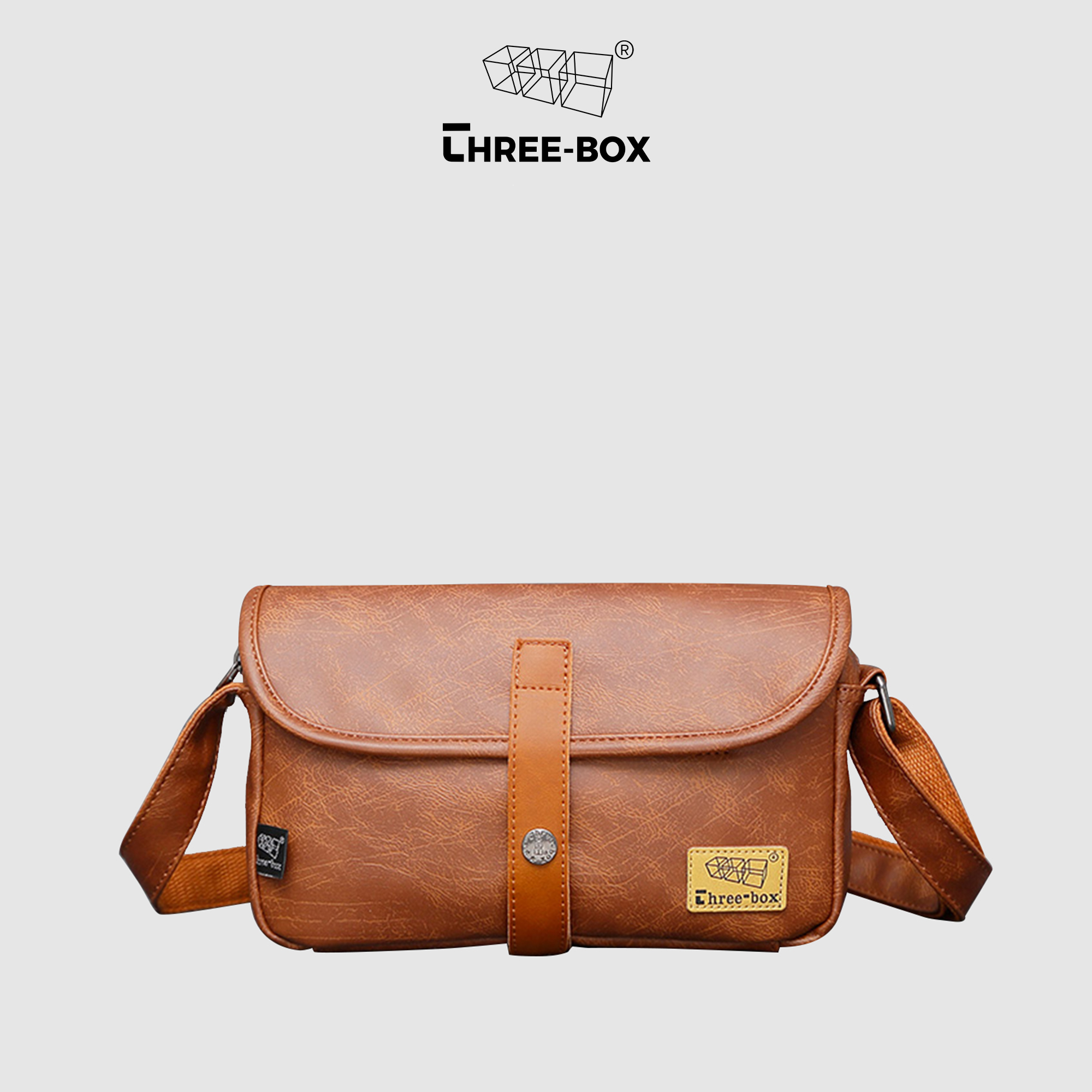 Túi da đeo chéo chính hãng Three-Box  MS6349
