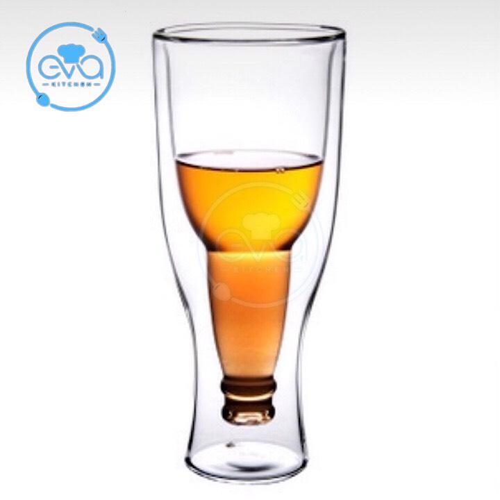 [HCM]Ly Thuỷ Tinh Hai Lớp Chịu Nhiệt Upside Down Beer Glass Độc Lạ 350 ML