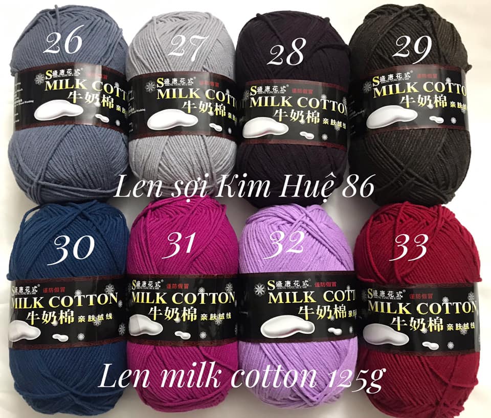 Len milk cotton loại 1 cuộn 125gr ( từ màu 46 đến màu 78)