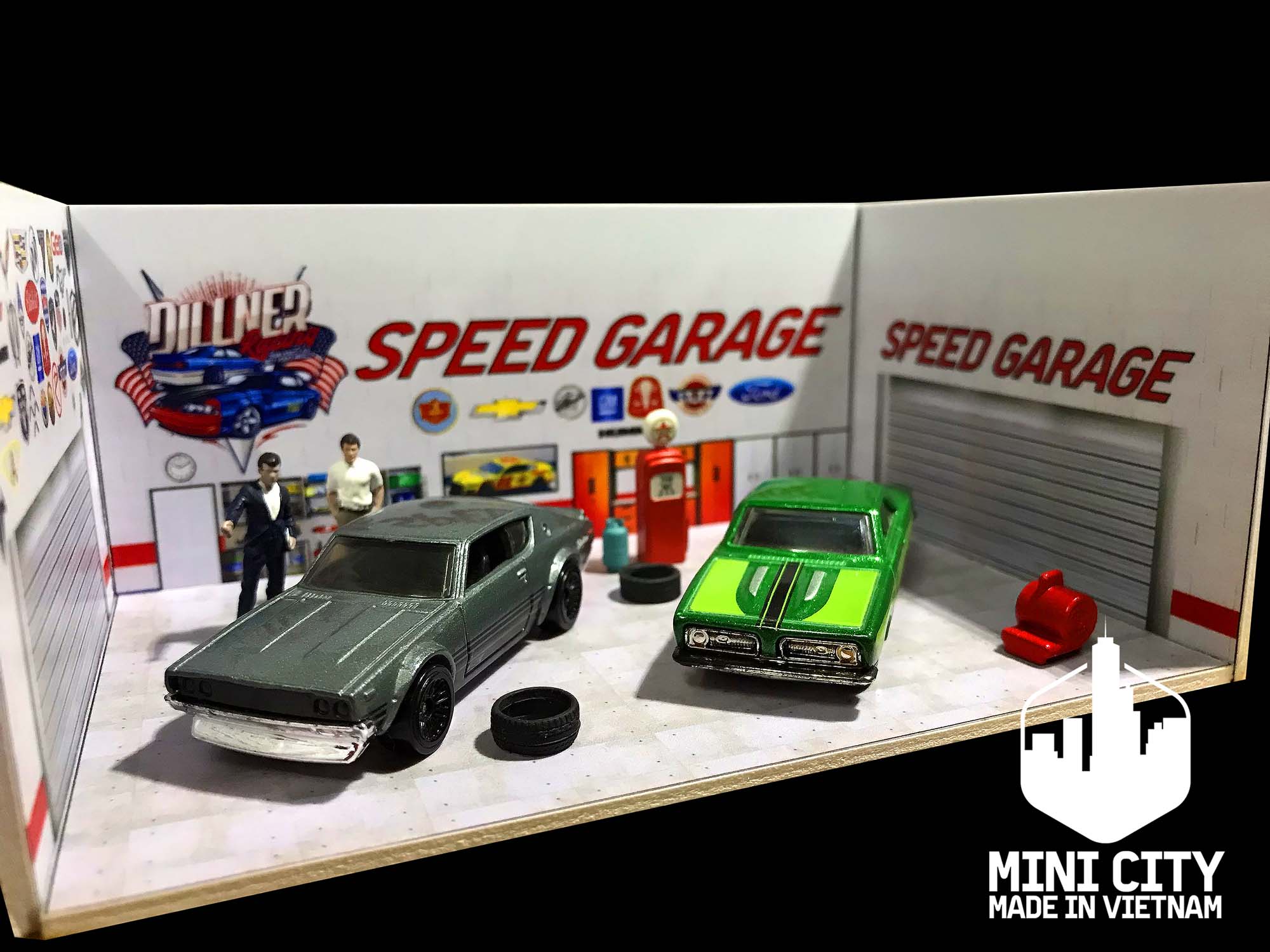 Mô hình garage 1/64 trang trí