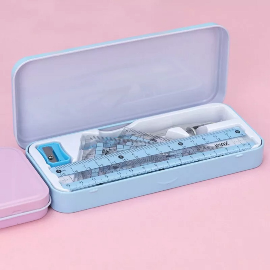 Bộ Compa, Eke Học Sinh, Gồm 8 Món: Compa, Chì Cây, Gọt Chì, Cục Tẩy, Thước kẻ, Thước Đo Độ, Eke Và Eke Vuông - 2P - Store