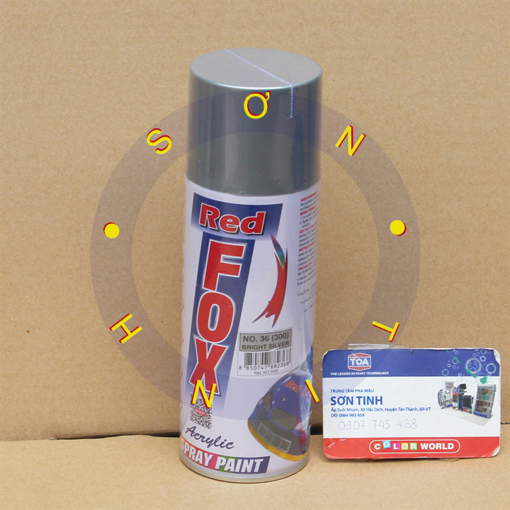 Sơn xịt RED FOX Thái Lan màu bạc BRIGHT SILVER 300 (No. 36) - 1 chai