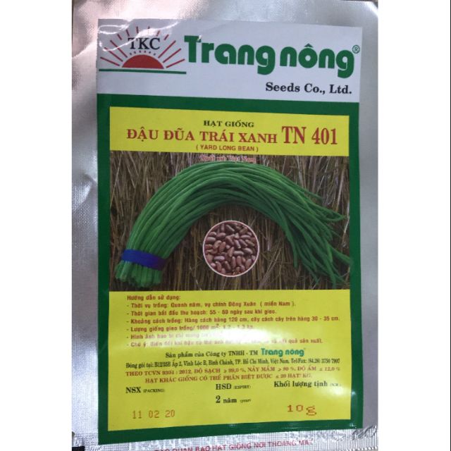Gói 10gr hạt giống đậu đũa trái xanh tn401