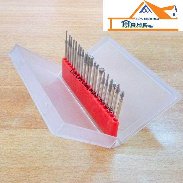 bộ mũi mài chân 2ly hay 2.35ly 20 đầu mài kim cương hay Bộ phụ kiện máy khoan mài đa năng 20 đầu mài dùng khắc mini đa năng
