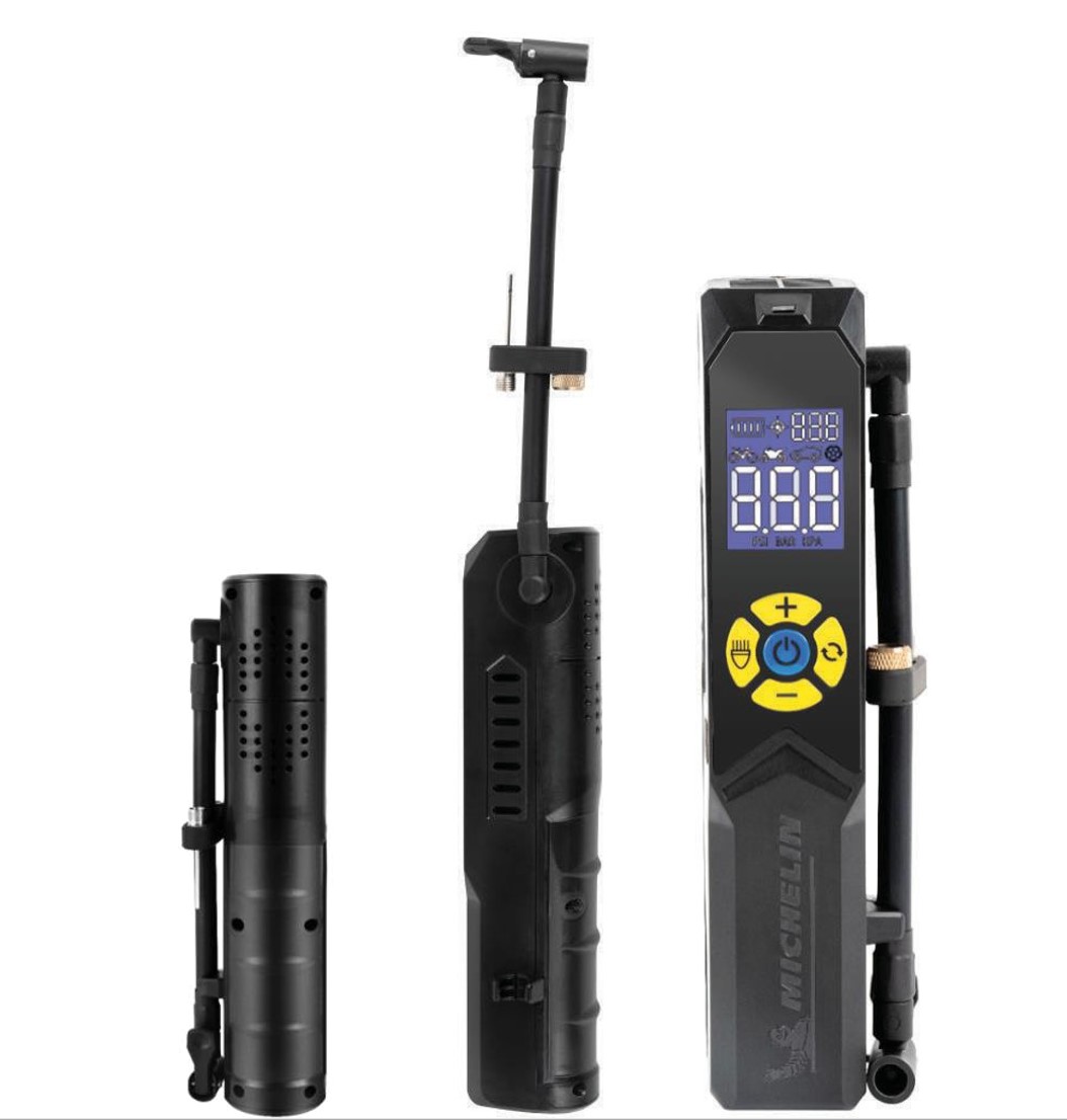 Máy bơm hơi dùng pin sạc Lithium ion Michelin 3321 - bơm hoi pim đa năng với nhiều đầu vòi bơm; bơm ô tô, xe máy, bơm phao, bơm bóng