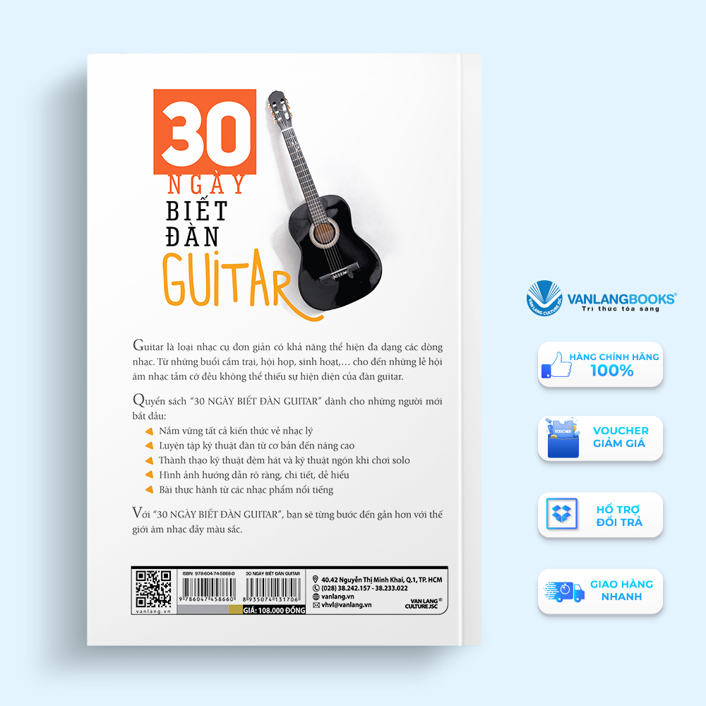Sách - 30 Ngày Biết Đàn Guitar (Tái Bản)-Vanlangbooks