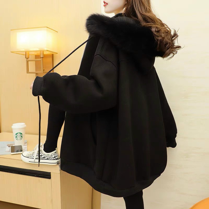 Áo khoác nỉ bông nón lót lông phối túi cục to - chất nỉ bông hàng loại 1 cục xịn xò ut90
