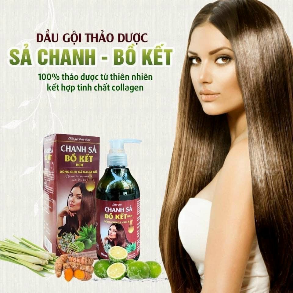 Dầu gội thảo dược chanh sả bồ kết HCN, dầu gội cung cấp dưỡng chất giúp mái tóc chắc khỏe, suôn mượt 300ml
