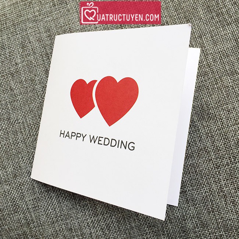 Thiệp vuông gấp Chúc Mừng Đám Cưới quà tặng - Happy Wedding