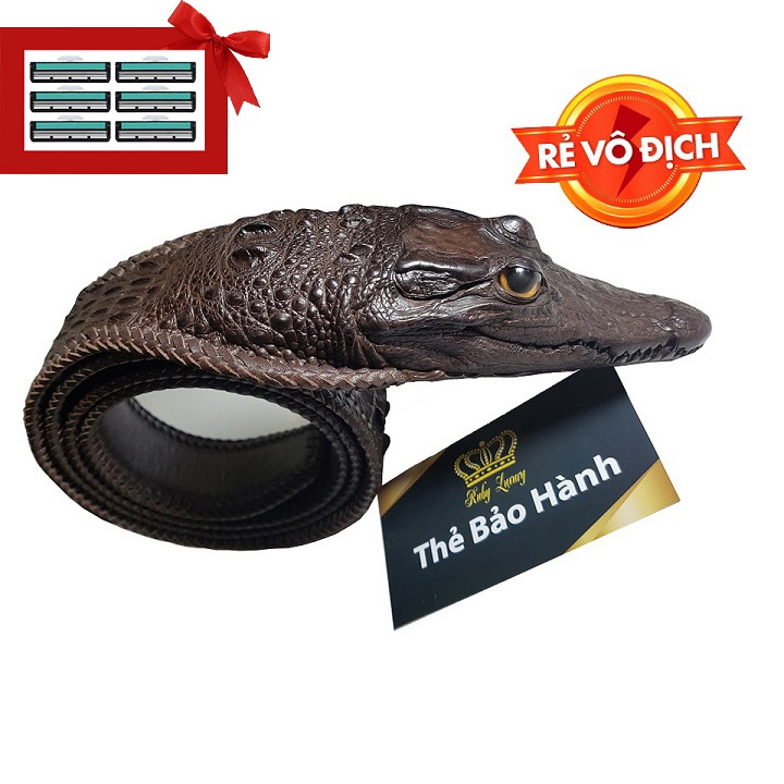 [HCM]Dây lưng da cá sấu nguyên con Ruby Luxury  RLS-TLD tặng kèm 6 lưỡi dao cạo râu kép trị giá 60.000 đ