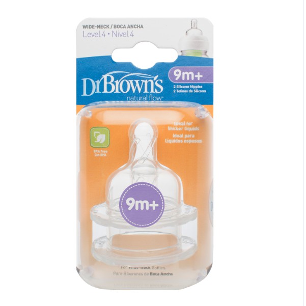 (QUÀ TẶNG KHÔNG BÁN) Set 2 núm ty cổ rộng Dr.Brown's