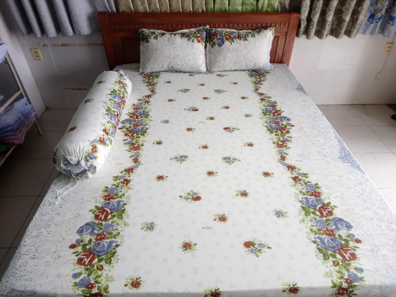 Bộ dra thun lạnh hàn quốc 1m6 x 2m ( 1 dra + 3 áo gối)