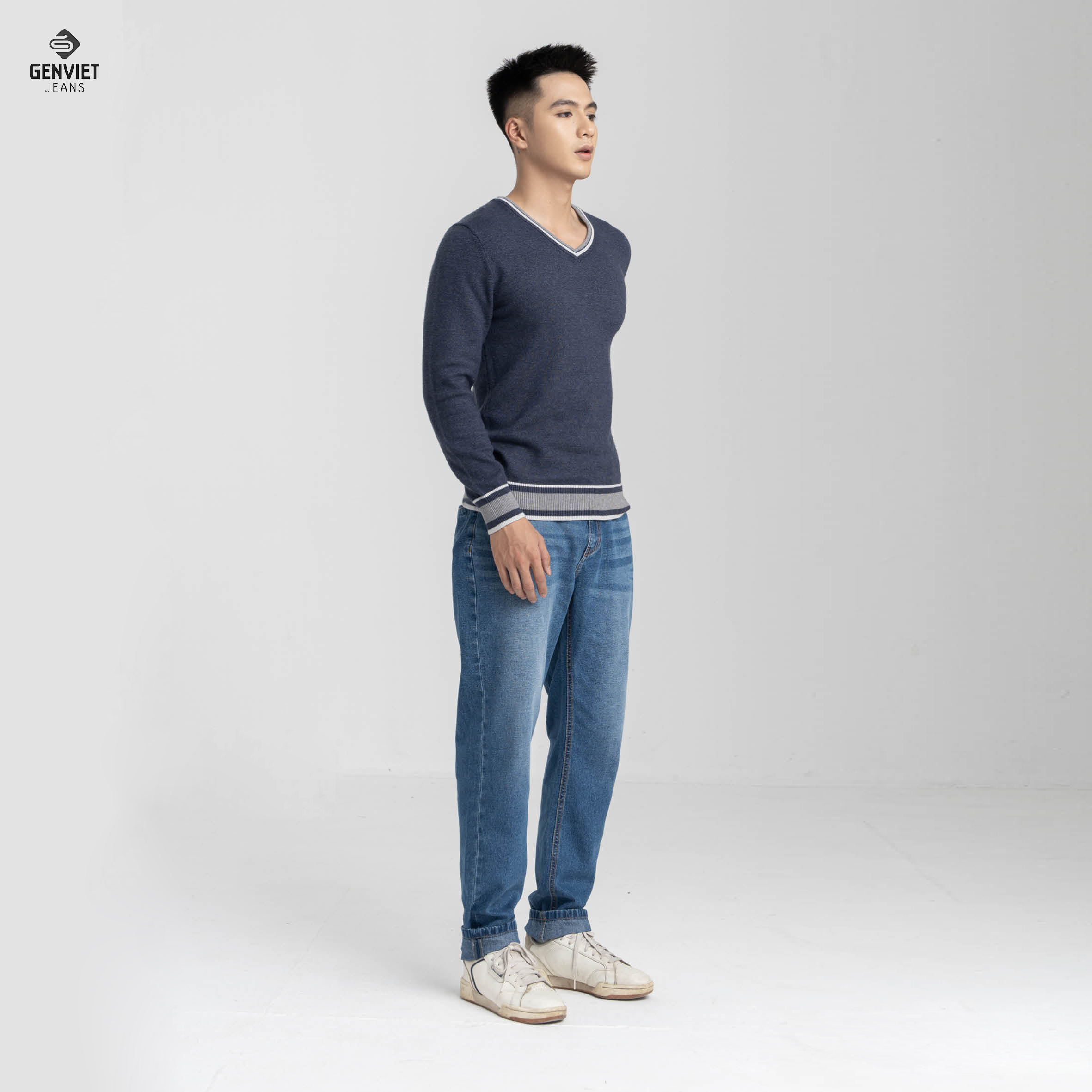 Quần Jeans Nam GENVIET JEANS Quần Bò Denim Col Thụng T1104J8013