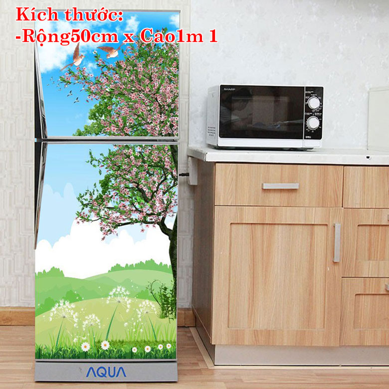 [HCM]Decal trang trí tủ lạnh mẫu Phong cảnh đẹp kiểu 1. Decal in trên chất liệu PVC có keo sẵn ở mặt sau chỉ cần lột ra và dán.
