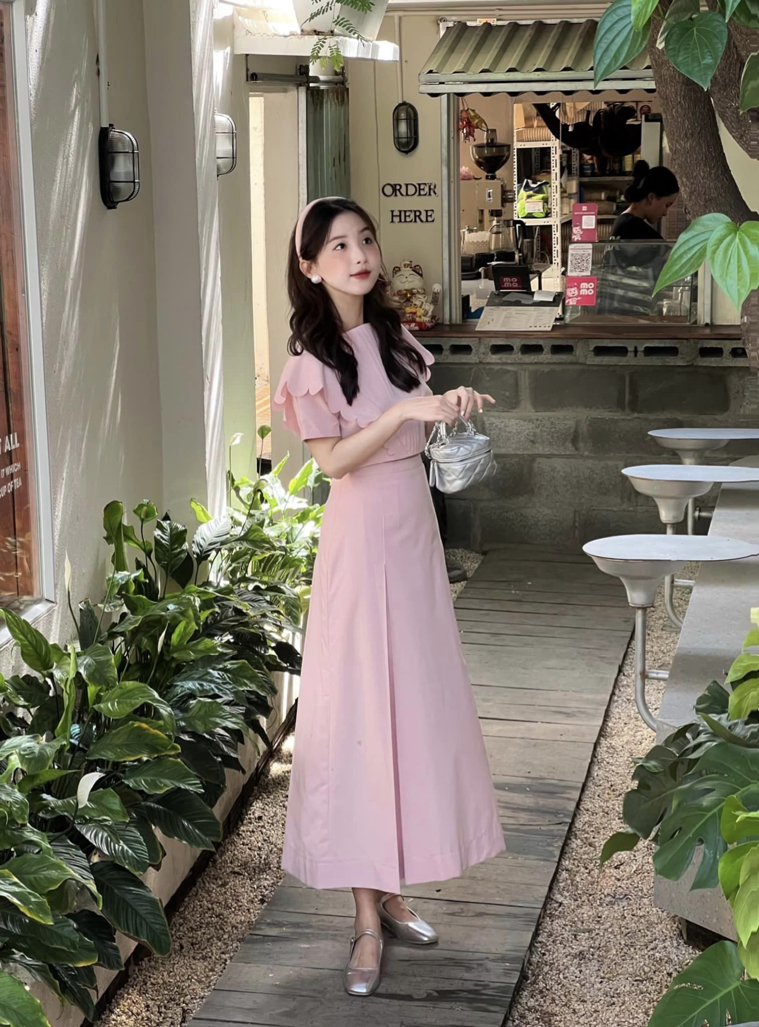 LILLIE | Set váy hồng dập li
