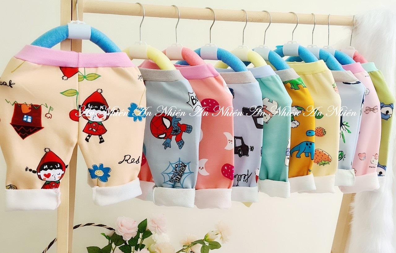 Hàng mới Quần nỉ lông ấm áp đầu mùa thu đông cho bé trai bé gái 3-14kg