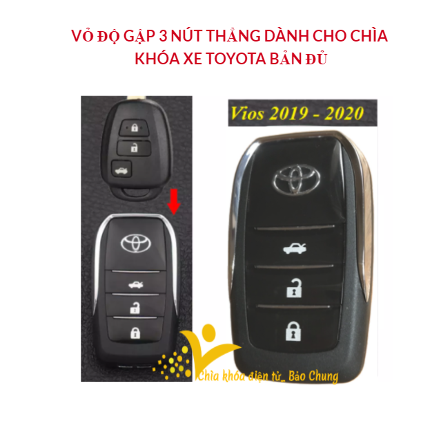 Vỏ chìa khóa Vios đời năm 2019- 2022 có nút mở cốp