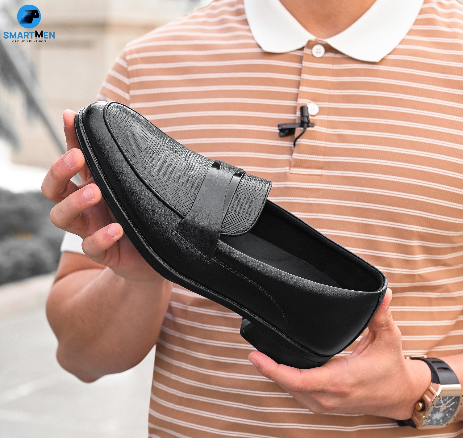 Giày lười Tăng chiều cao Da bò SMARTMEN GLC-38-D