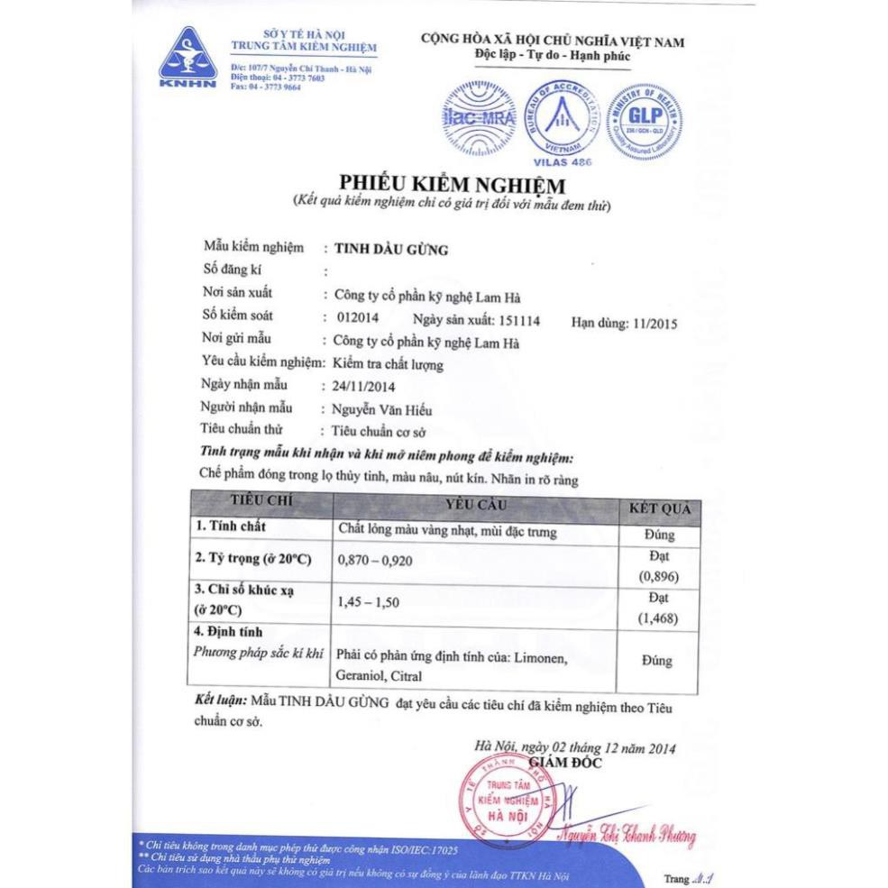 Tinh dầu Gừng LAMHA 50ML