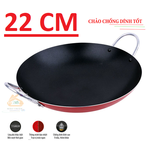 CHẢO CHỐNG DÍNH 22 CM CAO CẤP - CHẢO 2 QUAI HÀNG VIỆT NAM CHẤT LƯỢNG CAO